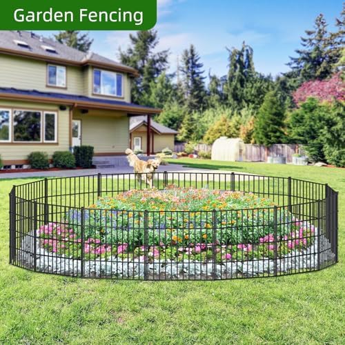 Metal Garden Fence 28 in x 35 ft, Outdoor Dog Fence with Stakes for Yard - Image 6