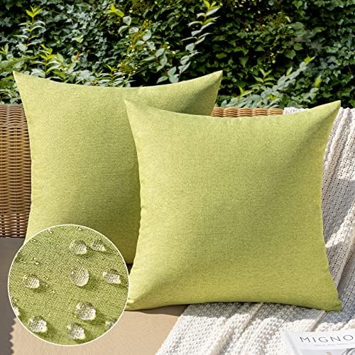 MIULEE Decorative Outdoor Pillow Covers Waterproof 20x20 Moss Green by MIULEE