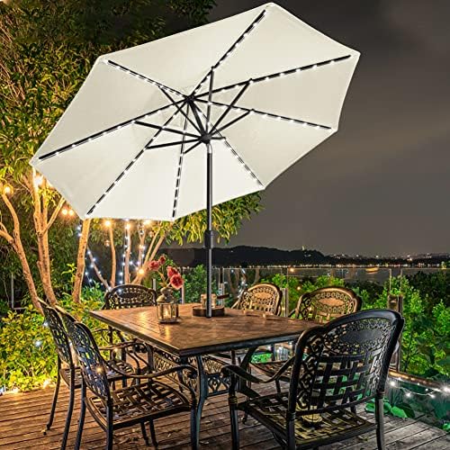 EliteShade USA 10-Year-Non-Fading 9ft Market Patio Umbrella, Commercial Grade Table Sun Umbrella with 80 Solar LED Lights, Crank Open, Windproof & UPF 50+ UV Protection for Garden, Deck, Pool, Backyard, Natural - Image 4