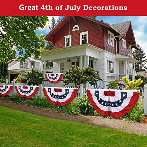 2 x 4 Ft American Bunting Flags Outdoor, US Flag Bunting for Outside, Patriotic Half Fan Bunting Flag with Brass Grommets for 4th of July Indoor Outdoor (Set of 4) - Image 3