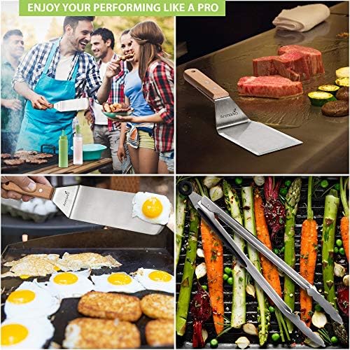 Metal Spatula Set of 6 - Griddle Accessories kit - Grill Flat Spatula Pancake Flipper Hamburger Turner - Metal Utensil Great for BBQ Grill Flat Top Cast Iron Griddle - Image 5