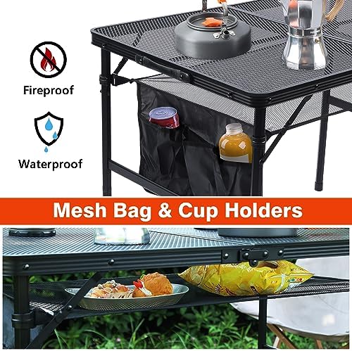 JOUYEK Folding Grill Table, 3x2 FT Portable Camping Table - Image 3