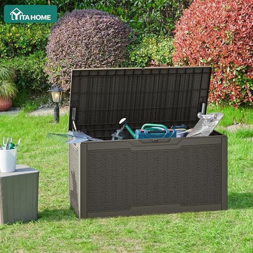 YITAHOME 100 Gallon Large Resin Deck Box Outdoor Storage Boxes for Patio - Image 3