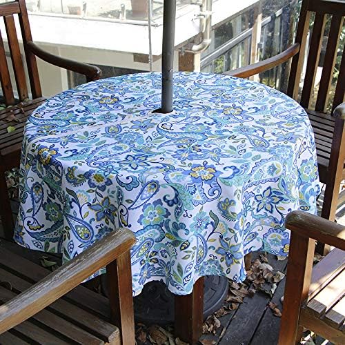 EHouseHome Outdoor Indoor 70inch Round Tablecloth with Umbrella Hole and Zipper, Waterproof Zippered Patio Table Cloths, Spring/Summer Table Covers for Backyard Circular Table/BBQs/Picnic - Image 5
