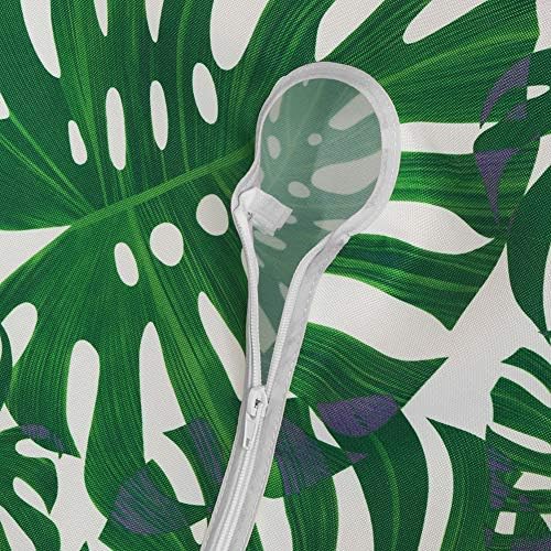 ColorBird Spring & Summer Palm Leaf Outdoor Tablecloth Waterproof Spillproof Polyester Table Cover with Zipper Umbrella Hole for Patio Garden Tabletop Decor, 60" Round, Zippered - Image 3