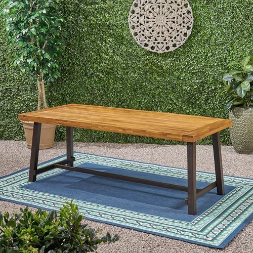 8-Seater Acacia Wood Outdoor Dining Table – Premium Patio Table with Metal Frame | Weather-Resistant Outside Table for BBQs, Gatherings & Tea Parties (Patio Deals Included, Easy Clean) - Image 7