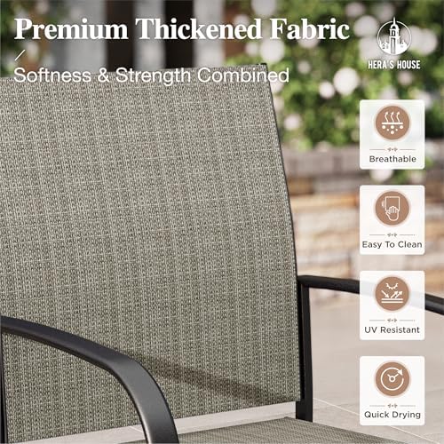 HERA'S HOUSE 7pc Patio Dining Set, Outdoor Wood-Like Metal Table & 6 Chairs - Image 3