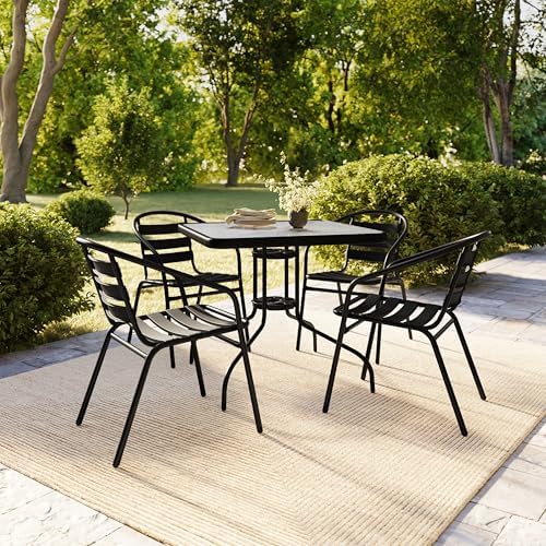 Flash Furniture 31.5 in Aluminum Square Table, Black - Image 6
