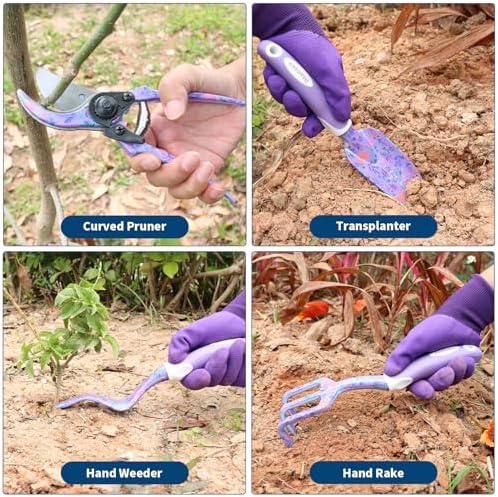 Purple Garden Tools Set 10 Pieces, Gardening Gifts for Women - Image 3