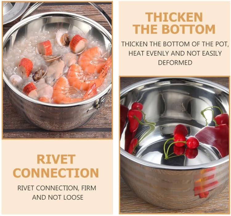 PRETYZOOM Camping Griddle Camping Pot Jacketed Kettle Thicken Child Stainless Steel Thicken Stew Pot Camp Cooking Stainless Steel Cookware - Image 3