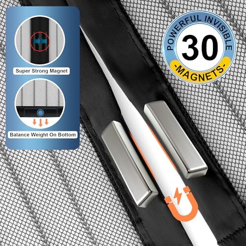 METAONLY Magnetic Screen Door Mesh, Works for Patio, Sliding Door, Keeps Bug Mosquito Out, Fresh Air Flow, Fits 35" x 96" Door - Curtain Size 37" x 98", Black - Image 4