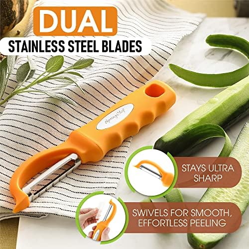 Spring Chef Swivel Potato Peeler for Kitchen w/ Soft Grip Handle, Mango - Image 2