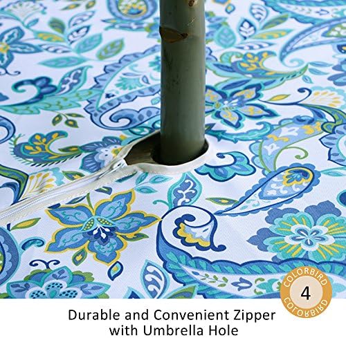 ColorBird Modern Paisley Flower Tablecloth Water Resistant Table Cover with Zipper Umbrella Hole for Patio Garden Tabletop Decor (Square, 60" x 60", Zippered, Paisley) - Image 3