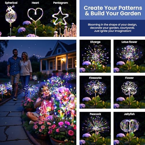 4Pack Solar Lights Outdoor, Multicolor Firework Lights - Image 6