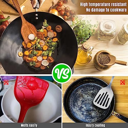 Wooden Kitchen Utensil Set, 5 PCS Natural Teak Wooden Spoons for Cooking - Image 3
