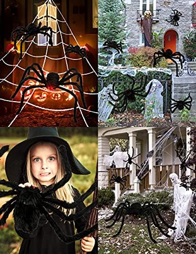 HOPOCO Halloween Plush Spider Set, 6 Pack Scary Fake Spiders in Different Sizes for Indoor Outdoor Halloween Decorations, Haunted House, Yard, Home, Party Decor - Image 4