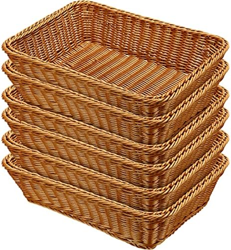 Eccliy 6 Pack Wicker Bread Baskets Woven Serving Basket, 15.8 Inch by Eccliy
