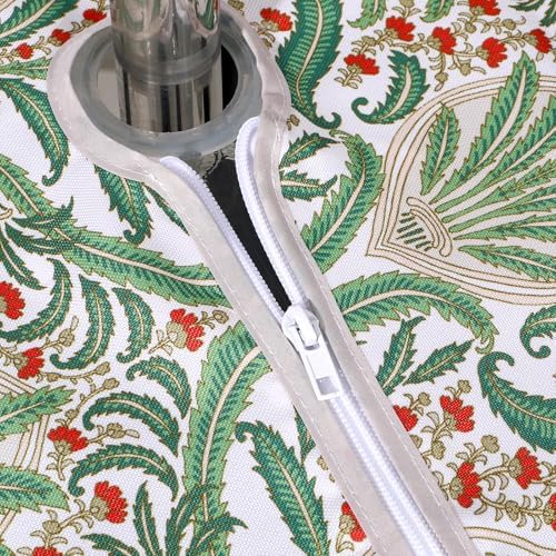 SUQ I OME Outdoor Tablecloth, Green Damascus Pattern, 60'' Round with Zipper - Image 5