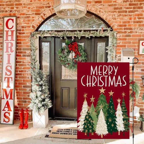 CROWNED BEAUTY Merry Christmas Trees Garden Flag for Outside 12x18 - Image 3