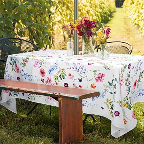 Outdoor Tablecloth with Umbrella Hole and Zipper, Patio Table Covers for Spring/Summer, Machine Washable Outdoor Party/Picnic Rectangle Table Cloth 60 x 120 in - Image 2
