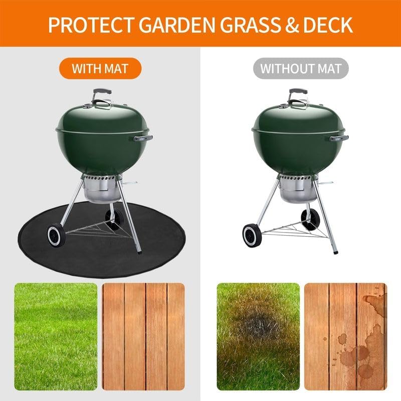 24" Fire Pit Mat for Solo Stove Bonfire Round Fireproof Under Grill Mat Oil Proof Waterproof BBQ Pad for Deck Patio Grass Outdoor Grill Accessories Portable and Reusable - Image 4