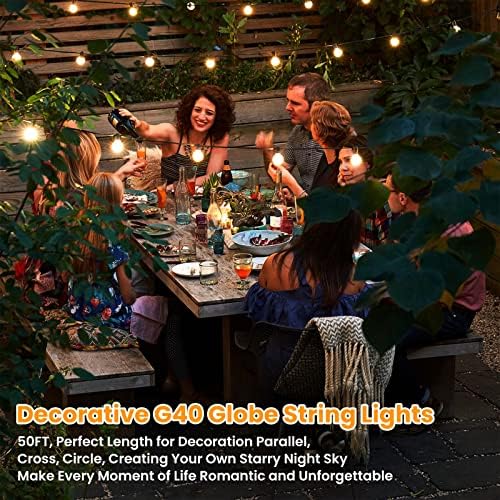 Bosceos 50FT G40 LED Globe Connectable String Lights Outdoor Waterproof - Image 6