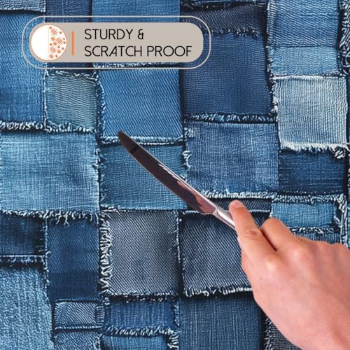 Denim Patchwork Tablecloth 54x54 Inch Square Vintage Romance Indigo Tablecloths Polyester Table Cloth for Holiday Parties Kitchen Dining Indoor Outdoor - Image 5