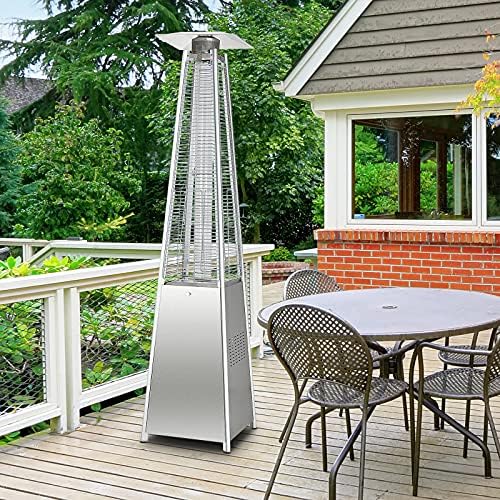 Tangkula 90-inch Outdoor Patio Heater, 42000 BTU Portable Outdoor Pyramid Propane Heater with Wheels, Quartz Glass Tube, Auto Shut Off Protection for Backyard, Garden - Image 3