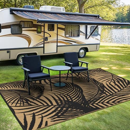 GENIMO Outdoor Rug, Waterproof Plastic Rugs for Patio, 8'x10' Black - Image 3