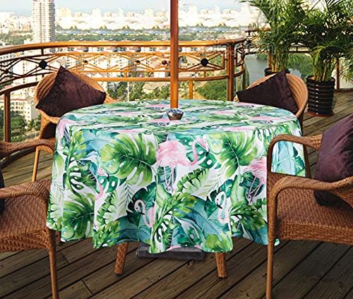 EHouseHome Outdoor and Indoor 60inch Round Tablecloth with Umbrella Hole and Zipper, Waterproof Zippered Patio Cloths, Spring/Summer Table Covers for Backyard Circular Table/BBQs/Picnic - Image 2