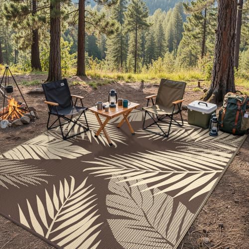 GENIMO Outdoor Rug, Waterproof Plastic Rugs for Patio, 9'x12' Coffee Beige - Image 6