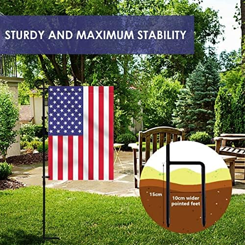 YEAHOME 3PC Garden Flag Holder Stand, Weather-Proof Yard Flag Pole Black Metal Powder-Coated Flagpole with Tiger Clip and Rubber Stopper for Garden Flags Outdoor Decorations - Image 2