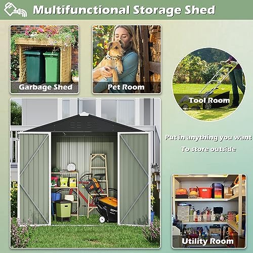 Devoko 8x6 FT Outdoor Storage Shed, White - Image 6