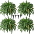 4PCS 45in Fake Ferns- Outdoor Faux Plants, Large UV Resistant Artificial Ferns for Outdoors, Weatherproof Faux Boston Fern Realistic Fake Artificial Plant for Porch Home Garden Patio Hanging Decor by Waipfaru