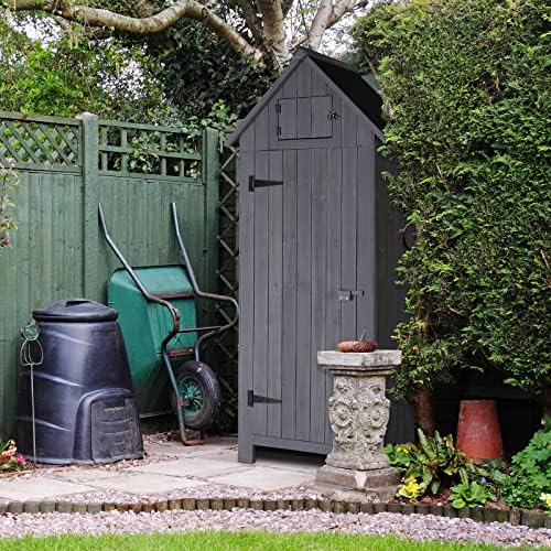 Outvita Outdoor Storage Shed, 70 Inch, Grey - Image 7