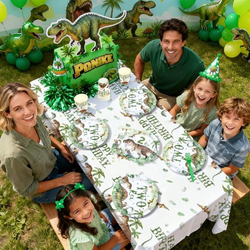 170Pcs Dinosaur 2nd Birthday Party Decorations for Boy, Serve 24 - Image 6
