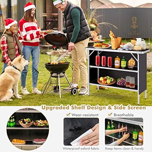 COSTWAY Folding Picnic Camping Table, Portable Camping Table with Carry Bag - Image 4