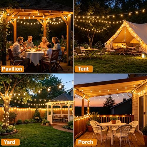 Outdoor String Lights Patio Lights 50FT, 25+1 G40 Edison Bulbs - Image 7