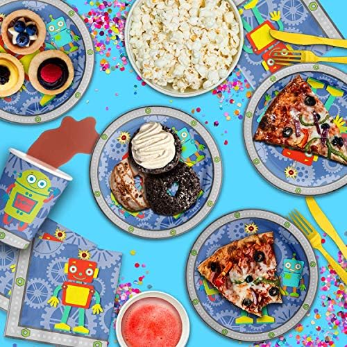 Robot Birthday Party Supplies Set Plates Napkins Cups Tableware Kit for 16 - Image 6