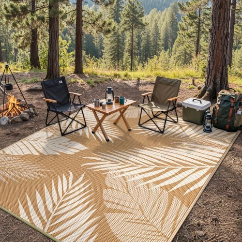 GENIMO Outdoor Rug, Waterproof Plastic Rugs for Patio, 8'x10' Brown Beige - Image 5