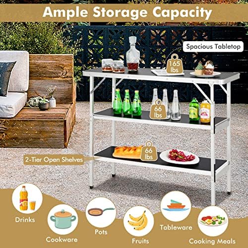COSTWAY Folding Picnic Camping Table, Portable Camping Table with Carry Bag - Image 5