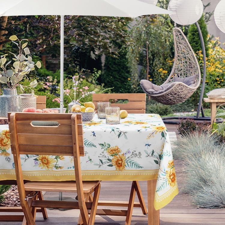Outdoor Tablecloth with Umbrella Hole Lemon Print Outdoor Table Cover, Windproof & Easy Install Patio Tablecloth for Picnic, Garden, Backyard & Summer Parties 60 x 102 in - Image 3