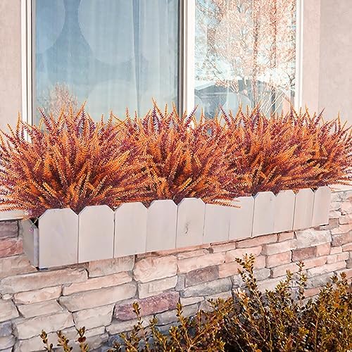20 Bundles Artificial Lavender Flowers for Outdoors - UV Resistant Faux Fall Flowers, Fake Plastic Shrubs Plants for Home Garden Porch Autumn Decor - Image 5