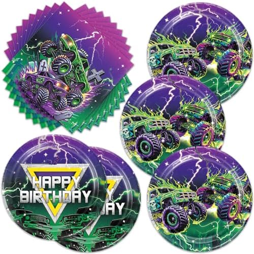 40pcs Trucks Party Supplies Trucks Birthday Party Decorations Plates and Napkins for 20 Guests Trucks Theme Party for Boys by Frypeas