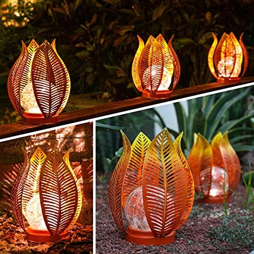 Solar Garden Lights Outdoor Decorations Garden Decor,Cracked Globe Glass,Gardening Gifts Waterproof Solar Lights for Outdoor Decor Patio,Lawn,Balcony,Porch,Yard Art - Image 5