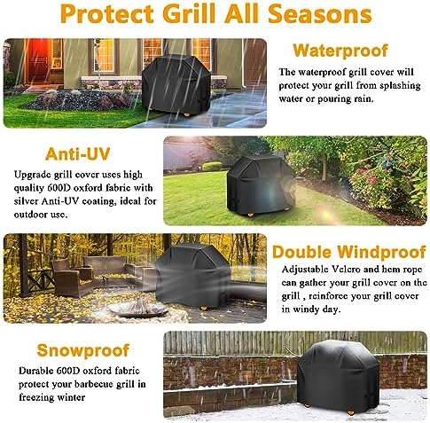 Aoretic Grill Cover, 65 inches 600D 4.8LB Heavy Duty BBQ Gas Grill Cover, Waterproof,Anti-UV Material for Weber Char-Broil Monument, Brinkmann Dyna-glo Nexgrill Megamaster MASTERCOOK (SKZ) - Image 7