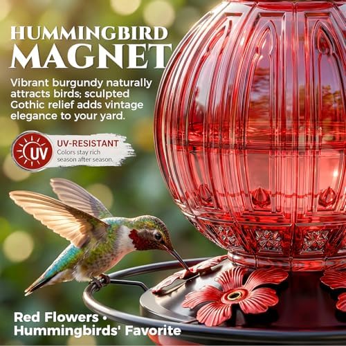 2PC Glass Hummingbird Feeder for Outdoor Hanging, 26 oz Bird Nectar Feeder - Image 2