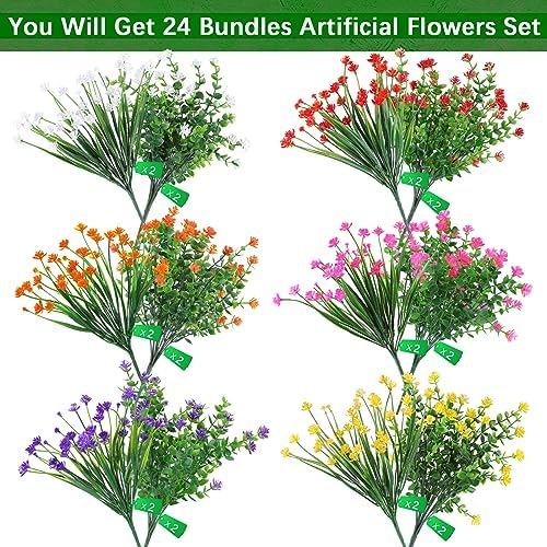 AGIRL Artificial Flowers Outdoor UV Resistant Fake Plant Garden Patio Decor - Image 3