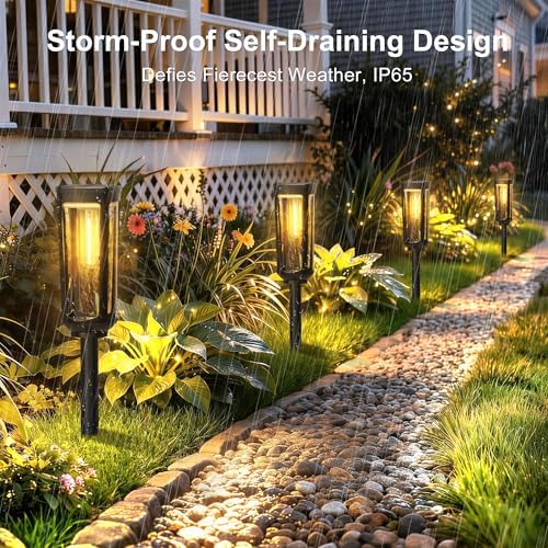 JEJOT Solar Pathway Lights Outdoor Waterproof, 12 Pack Solar Walkway Lights - Image 5