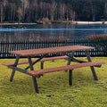 Brown 75" Rectangular Wooden Picnic Table for Outdoors by QUAWIP